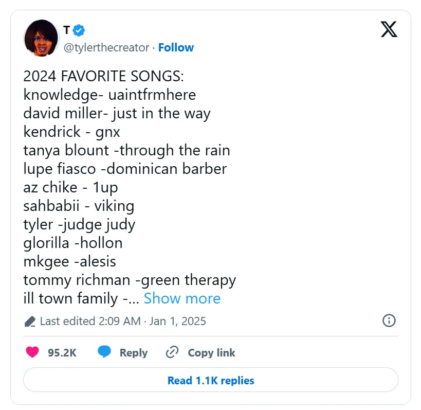 image_677632c08064f Tyler - The Creator Reveals His Favorite Songs of 2024