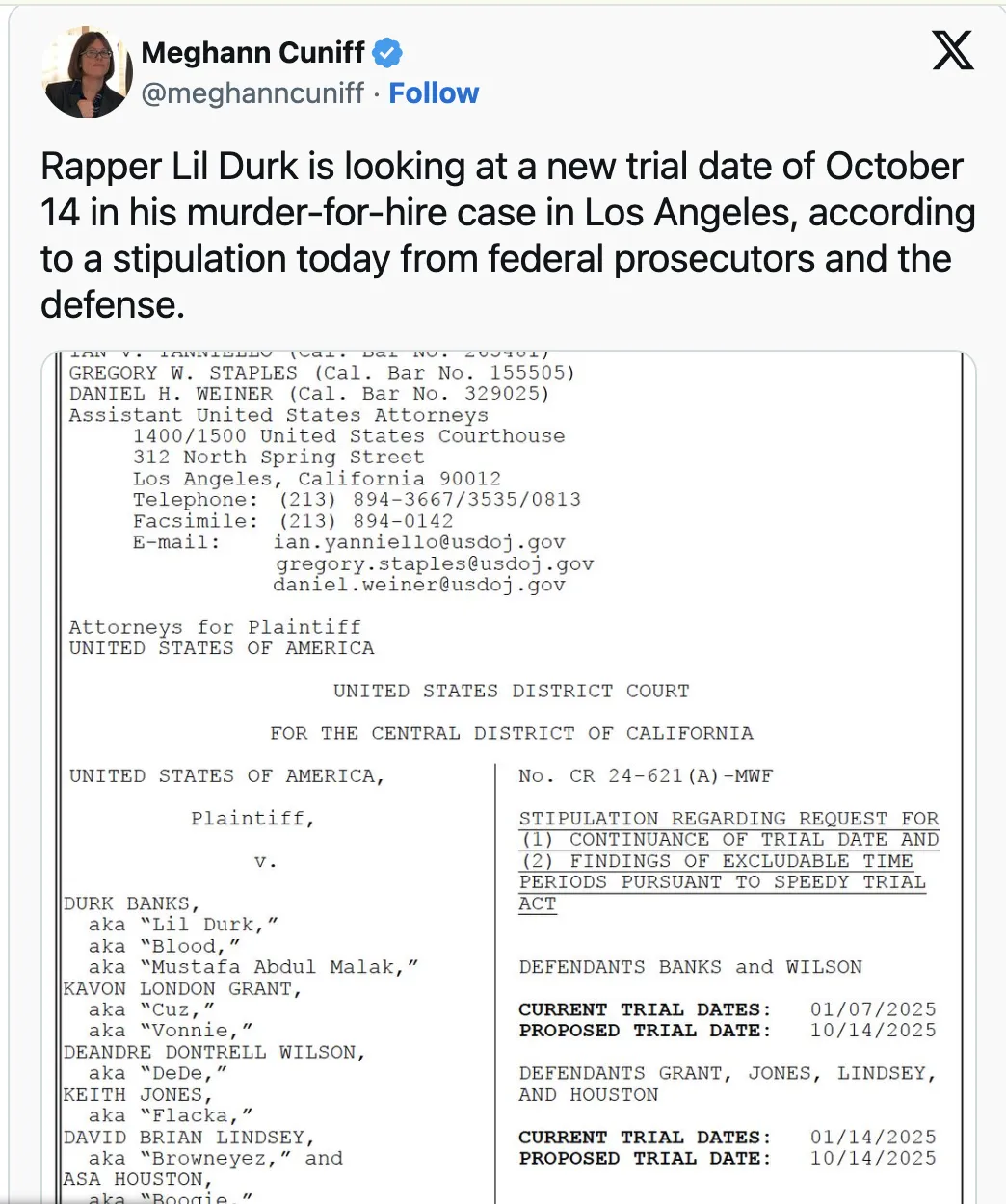 Lil Durk's Murder-for-Hire Trial Postponed Nearly a Year Due to Case Complexity