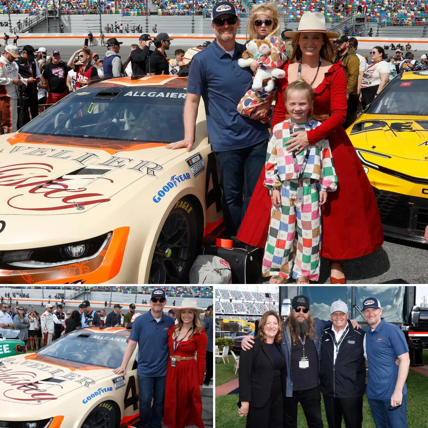 A family filled with love and racing spirit! Dale Earnhardt Jr., Amy, and their adorable daughters share a special moment at the track.