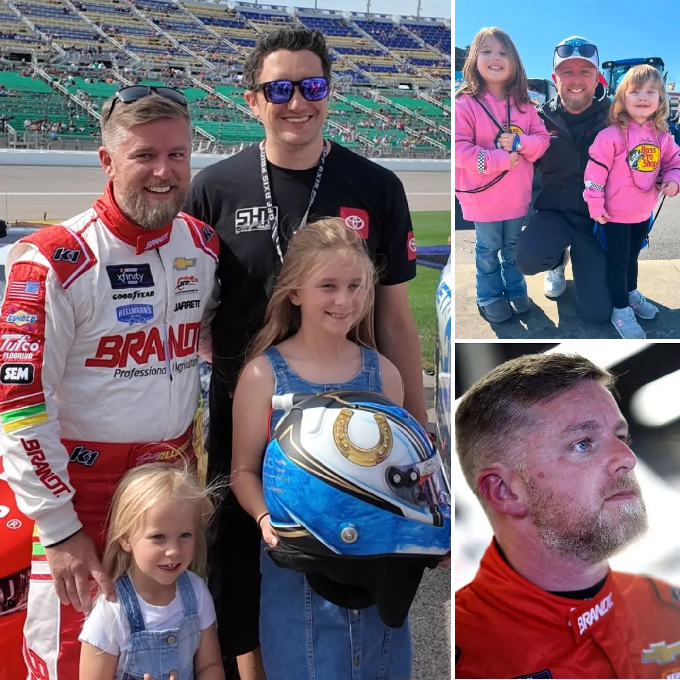 Justin Allgaier making memories with two little fan girls—future racers in the making