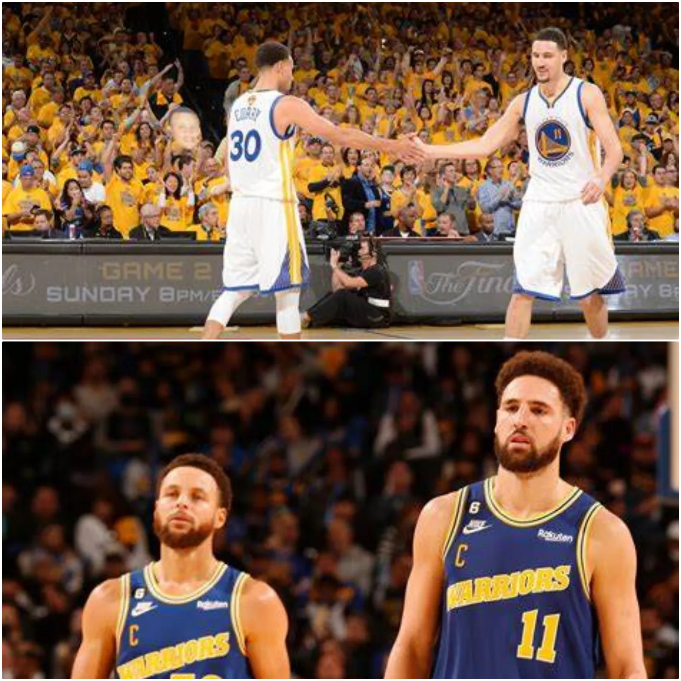 Klay Thompson’s Classic Reaction to Stephen Curry’s 'Night Night' Celebration