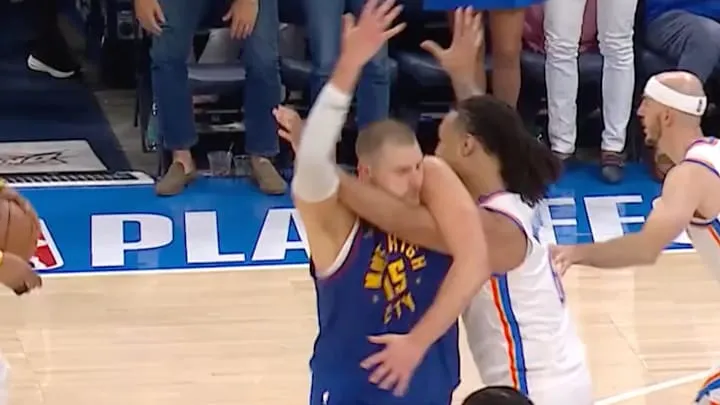 image_68243f64c5389 Nikola Jokic Causes a Stir in the NBA Playoffs: A Hilarious Foul When He Used His Opponent's Hand to 'Choke' Himself?