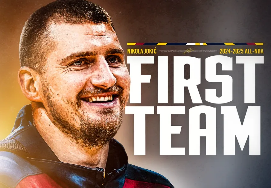 Nikola Jokić leads the Kia All-NBA 2024-25 First Team thanks to the Nuggets' superstar performance.