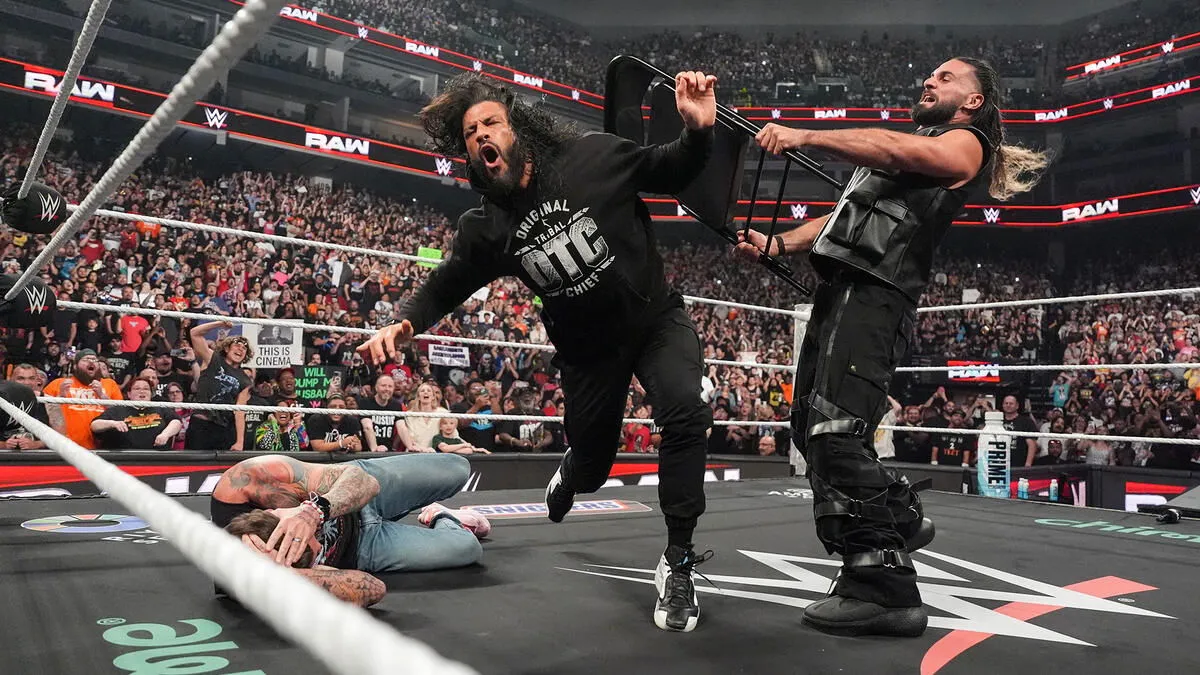 image_68918a514b383 Title Match Ends in Chaos – CM Punk, LA Knight, and a Brutal Stomp on Reigns: What Is Rollins Really Up To?