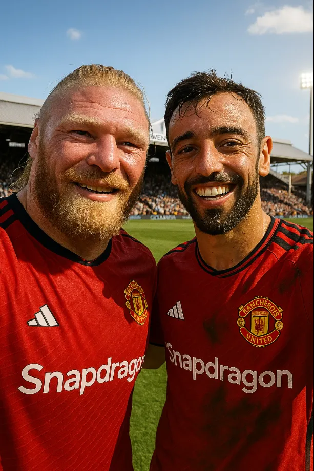 Fans Lose It as Brock Lesnar Shocks Manchester United Crowd by Taking a Selfie with Bruno Fernandes at Craven Cottage