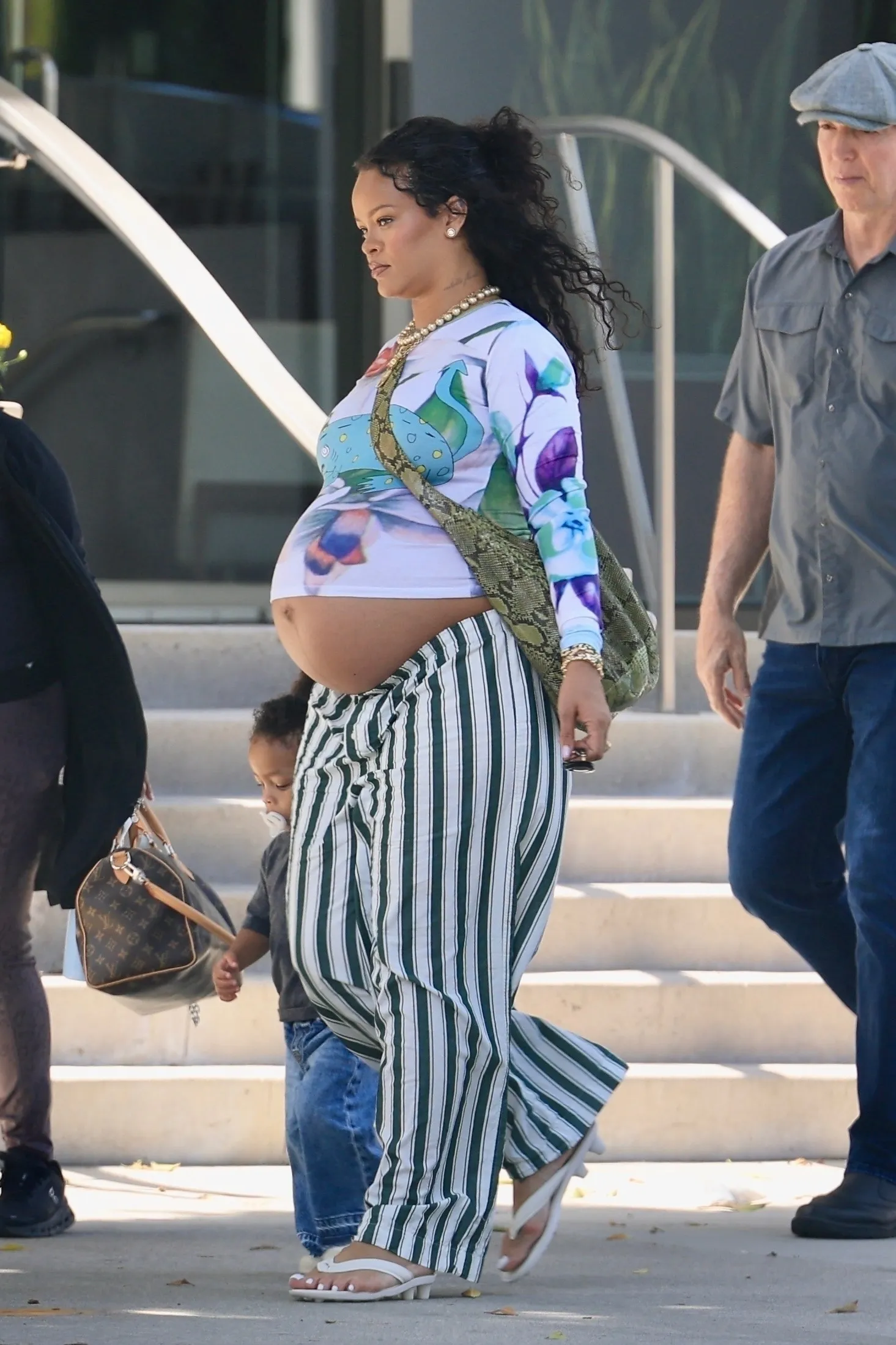 Pregnant Rihanna Expecting Twins Stuns in Rare Beverly Hills Outing with Her Mom and Kids RZA & Riot